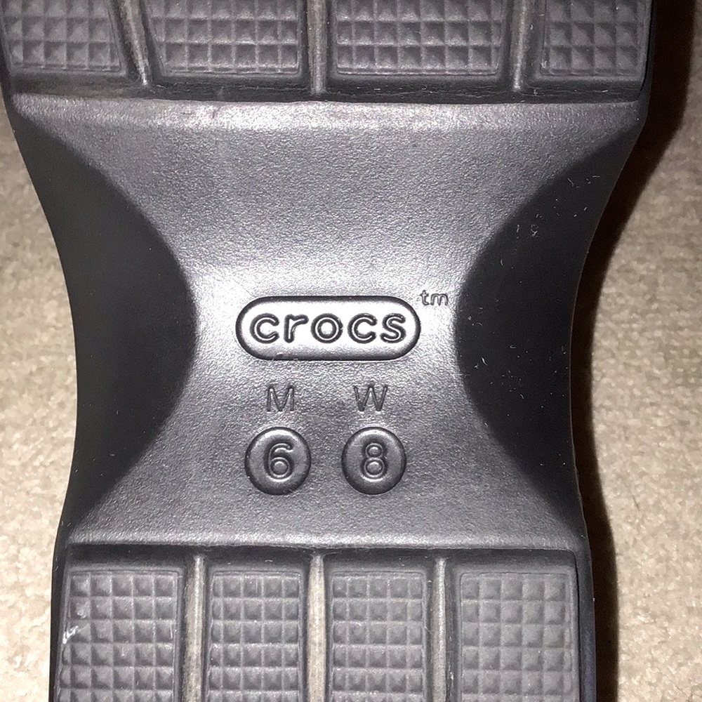 Crocs White Strappy Platform Sandals with Black Sole - Picture 5 of 6